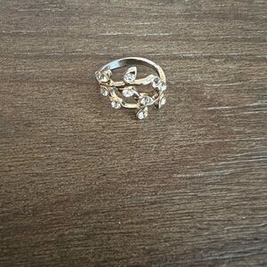 Gold tone and diamond accent knuckle ring